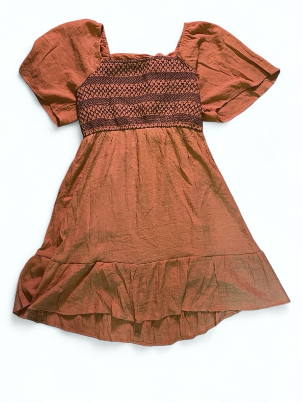 Blu Pepper Anthropologie size M Rust Smocked Cotton Dress